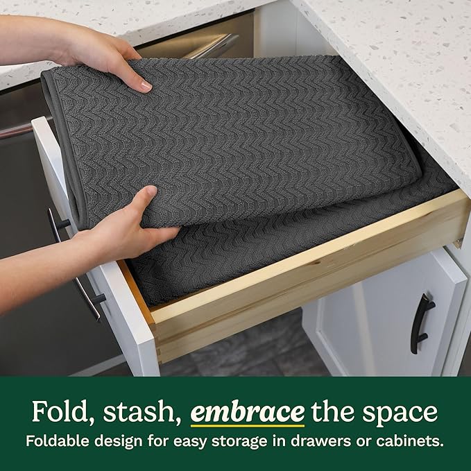 Cuisinart Dish Drying Mats for Kitchen Counter - (2) 18" x 24" Ultra Absorbent Dish Drying Mat XL - Foldable, Machine Washable, Fast Drying Dish Mat (Geostripe) - Image 4