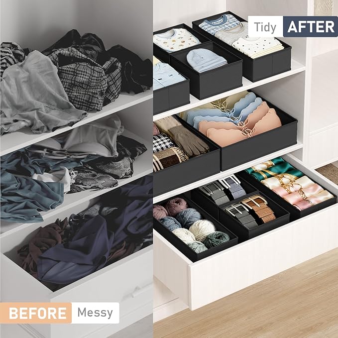DIMJ Drawer Organizer Clothes Storage - 26 Pack Baby Dresser Organizer for Nursery, Foldable Closet Drawer Organizer Bins for Bedroom Organization, Fabric Storage Dividers for Socks, Underwears, Bras - Image 5