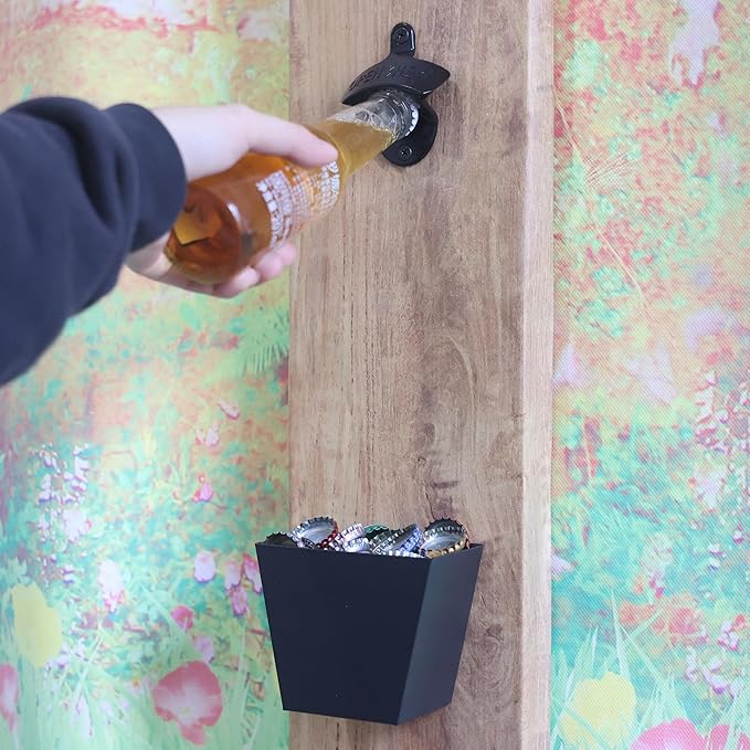 Rustproof Wall Mounted Beer Opener Black, Retro Post Mounted Soda Bottle Cap Opener Antique Copper(4 PCS)
