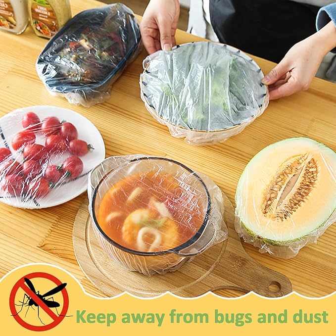 MAQIHAN 100 Bowl Covers Bread Proofing - Extra Large Plastic Wrap for Food Sourdough Bread Baking Rising Elastic Reusable Plate Covers Outdoor Food Fresh Keeping Bags Shower Cap Hair Deep Conditioning - Image 6