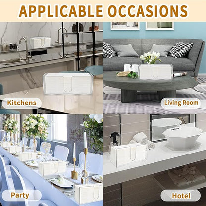 4 Pack Acrylic Paper Towel Holder, Countertop Napkin Dispenser for C-Fold, Multi-Fold & Trifold Paper Towels, 5mm Transparent Acrylic for Kitchen, Bathroom & Restaurant (4)