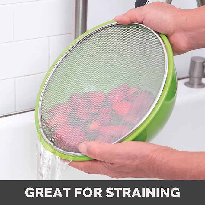 Oggi Set of 3 Stainless Steel Splatter Guard – 8”, 10” and 12” with Stay Cool Handles