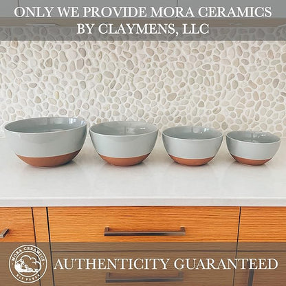 Mora Ceramic Large Mixing Bowls - Set of 2 Nesting Bowls for Cooking, Serving, Popcorn, Salad etc - Microwavable Kitchen Stoneware, Oven, Microwave and Dishwasher Safe - Extra Big 5.5 & 3.6 Qt - Grey - Image 4