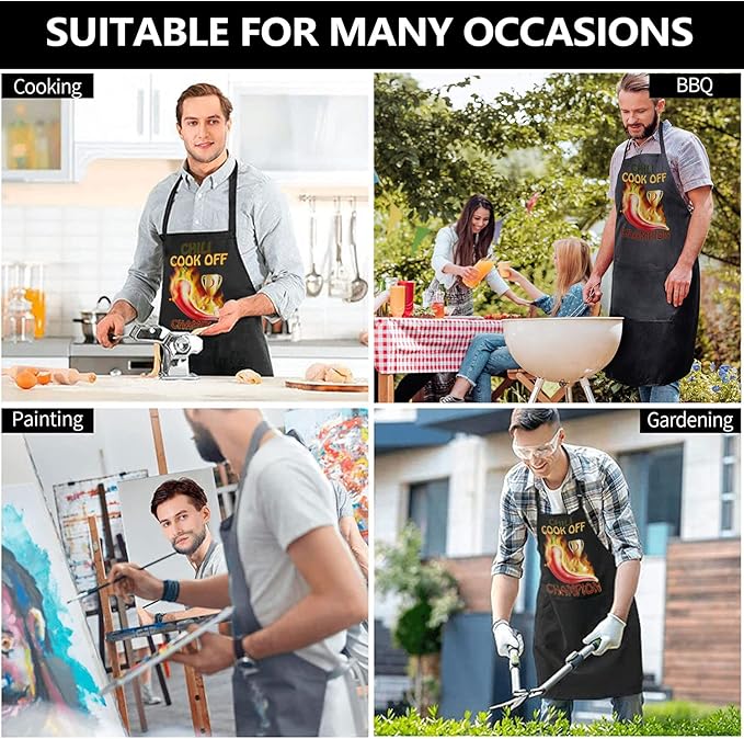 Funny Baking Apron,Baking Apron for Women with Pockets,Funny Chili Cook Off Apron, Cooking Chef Apron with BBQ, Kitchen Work Aprons with Pockets Birthday Dad Creative Gifts - Image 5
