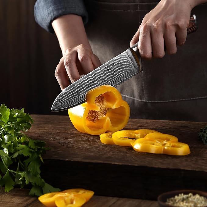 Wakoli EDIB 5-Piece Damascus Knife Set, Professional Kitchen Knives made of 67-Layer Damascus Steel with VG10 Core Blades, Ergonomic Pakkawood Handles, In Wooden Gift Box