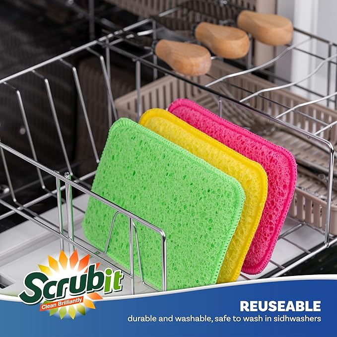 Scrub and Wipe Cleaning Sponges [10 Pack] – SCRUBIT Dual Sided Scouring Pad and Sponge - Reusable Kitchen Scrubbing Sponges for Dishes, Pots, Pans Utensils & Non-Stick Cookware (Blue) - Image 6
