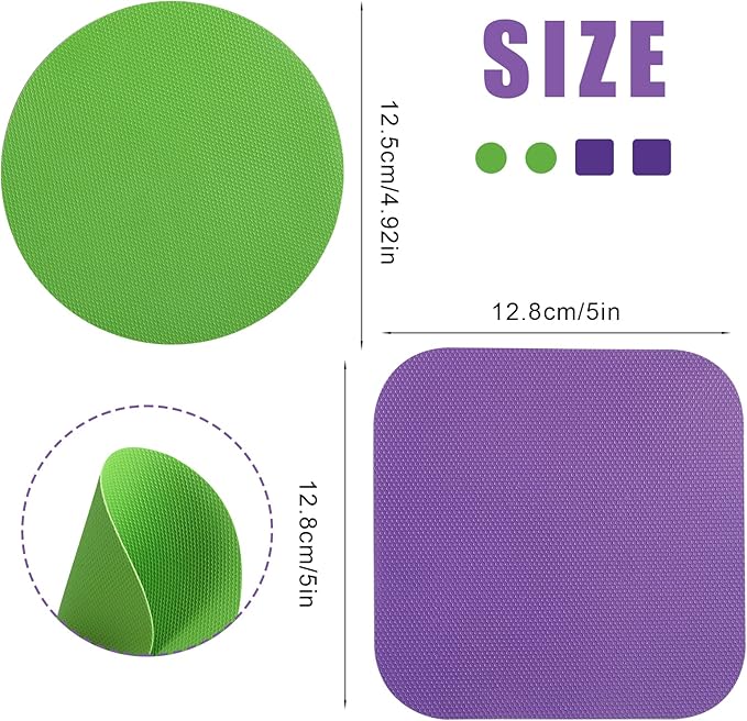 LUTER 4pcs Jar Opener, Rubber, Multi-function Silicone Bottle Opener for Seniors with Weak Hands Lid Cap Gripper Pads Kitchen Coasters Gadgets(Green, Purple) - Image 2