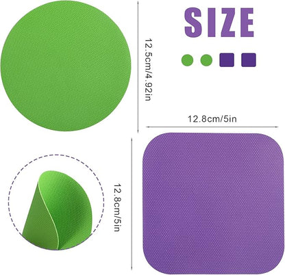 LUTER 4pcs Jar Opener, Rubber, Multi-function Silicone Bottle Opener for Seniors with Weak Hands Lid Cap Gripper Pads Kitchen Coasters Gadgets(Green, Purple) - Image 2