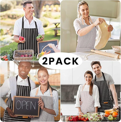 BeLuyi 2 Pack Adjustable Bib Apron with 2 Pockets Chef Cooking Kitchen Restaurant Aprons for Women Men - Image 7