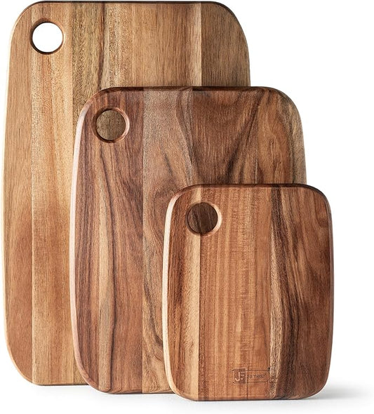 Acacia Wood Cutting Boards Set of 3 for Kitchen, Large Wooden Cutting Board Set, Thick Chopping Board,Butcher Block,Wooden Trays for Meat, Fruit Vegetable and Cheese