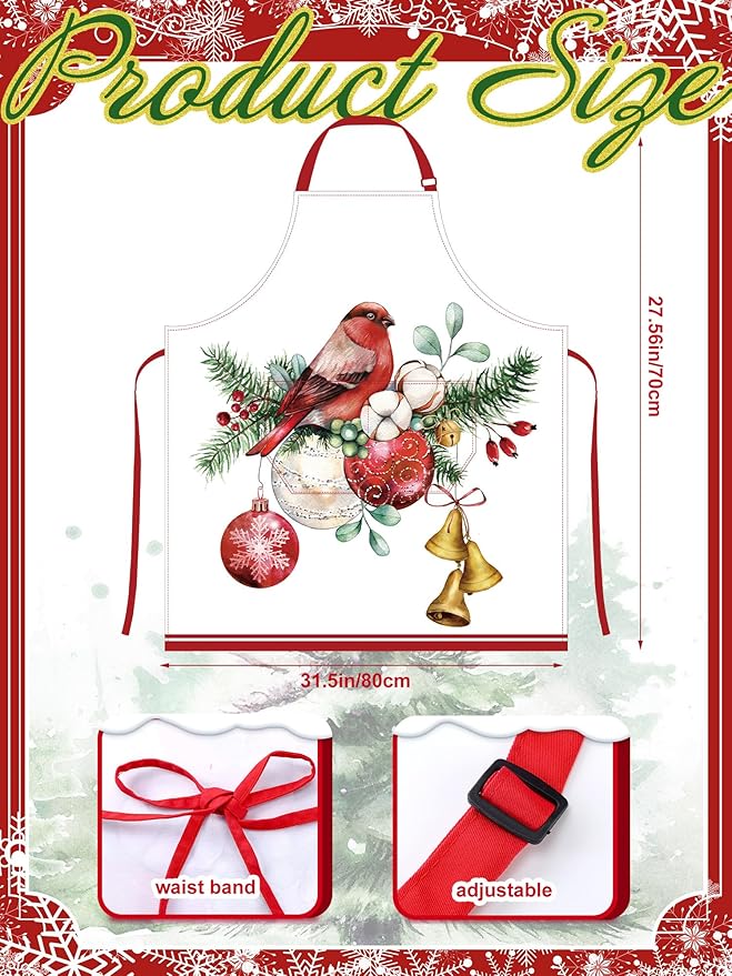 Geetery 4 Pcs Chicken Aprons for Women Rooster Print Apron Waterproof Adjustable for Kitchen Cooking - Image 3