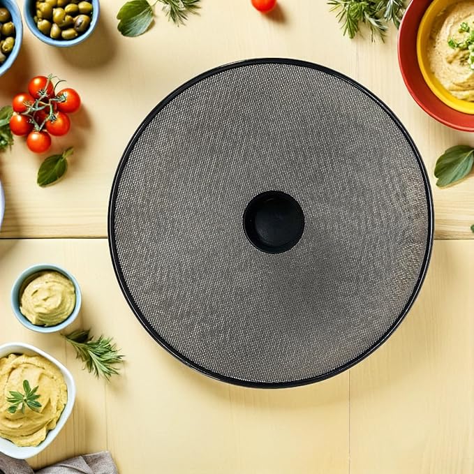 Amosfun Stainless Steel Mesh Splatter Guard Pan Lid Splatter Screen Cover With Knob Handle for Frying Pan Skillet Diameter 13 Inch