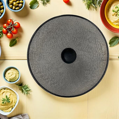 Amosfun Stainless Steel Mesh Splatter Guard Pan Lid Splatter Screen Cover With Knob Handle for Frying Pan Skillet Diameter 13 Inch