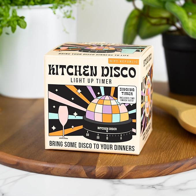 Gift Republic Kitchen Disco Light Up Timer – 60-Minute Countdown, Plays 2 Disco Tunes, Lights Up, Fun Cooking Accessory and Kitchen Gadget for Music Lovers
