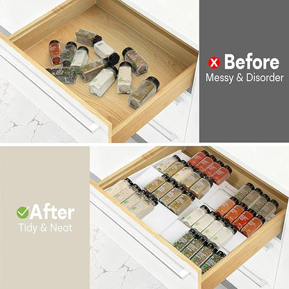 Bamboo Spice Drawer Organizer, (Need 3.1” Deep Drawer) Expandable 4 Tier Spice Rack for Cabinet (From 12" to 23" Wide), Seasoning Storage Insert, Spice Organizer for Drawer,Jars Not Included - Image 6