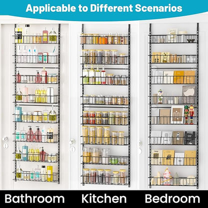 ElegantArray 8-Tier Pantry Door Oragnizer, Over The Door Pantry Organizer Rack and Storage, Hanging Spice Rack Shelves Door, Home Office Laundry Room Bathroom & Kitchen Organization Essentials Metal - Image 4