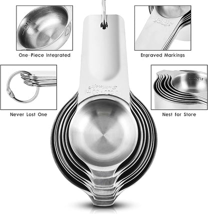 Measuring Cups Set, Stainless Steel Measuring Cup Set 7, 18/8 Stainless Steel Measuring Cups for Kitchen, Metal Meausing Cups for Baking, Dry Nesting Measuring Tools-3/4, 2/3 Measure Cup