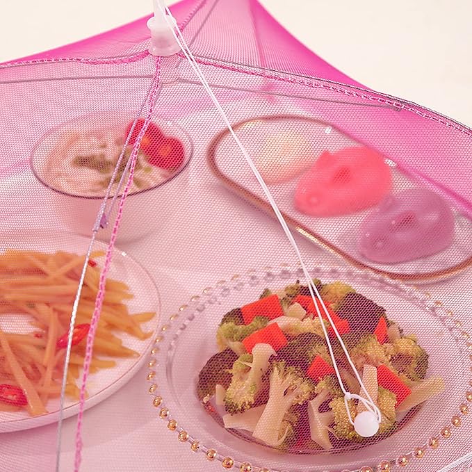 6 Pack Colored Mesh Food Cover Tents by Winknowl, Reusable and Collapsible Large 17" Pop-Up Food Net Protector Umbrella for BBQ, Picnics, Parties, Outdoor - Image 5