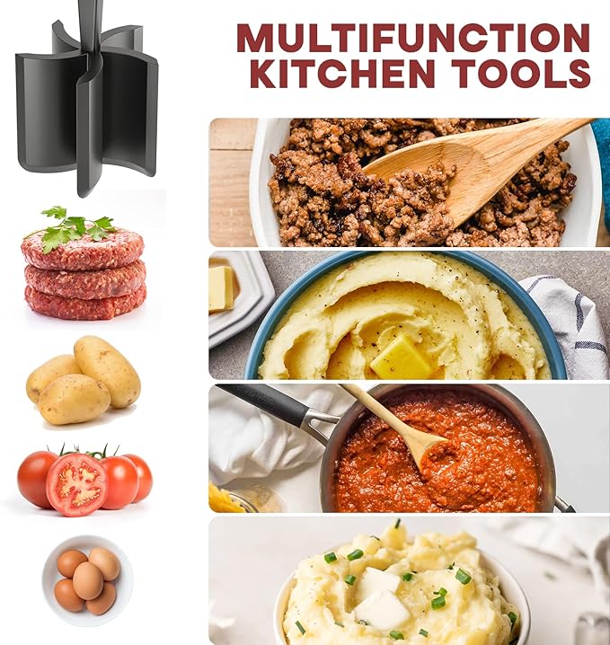 2 Pcs Meat Chopper, Upgrade Hamburger Smasher, Premium Heat Resistant Meat Masher for Ground Beef, Ground Turkey and More, Non Stick Mix Grinder - Image 3