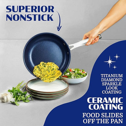 Granitestone Ceraluxe 20 Pc Ceramic Cookware Set Nonstick, Complete Pots and Pans Set Non Stick with 5 Pc Bakeware Set, Deep Frying Pan Set, & Steamer, Non Toxic PFOA Free, Oven & Dishwasher Safe - Image 5