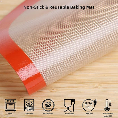 Round Silicone Baking Mats for 12 Inch Pizza Pan, 12 Inch Large Pizza Mat or Dough/Cake Mat, Round Liner for Rolling/XL Air Fryer/Cooling Rack/Microwave, Food Grade Non-Stick Reusable(11.75", 2PCS)