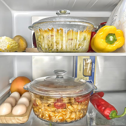 Round Glass Casserole Baking Dish With Lid, Borosilicate Glass, 2.4QT Glass Casserole Dish for Oven
