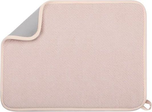 GeeRic Microfiber Dish Drying Mat, Super Absorbent Kitchen Dish Drying Pad for Mother's Day, Reversible Gift Mats for Countertop, 12 * 16 inch Beige by GeeRic