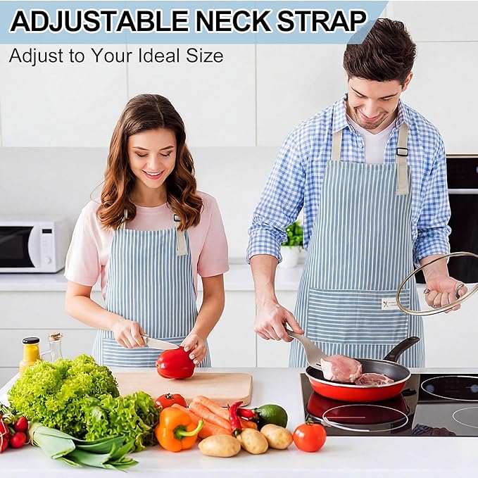 Janmercy 24 Pcs Aprons for Women Men with 2 Pockets Linen Cooking Kitchen Apron Adjustable Bib Chef Apron Bulk Aprons Unisex