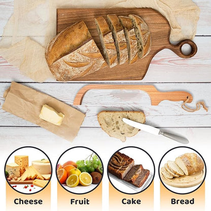ROYOROYI Bread Slicer for Homemade Bread,16" Wooden Sourdough Bread knife with Bow Design,Premium Stainless Steel Serrated Saw Bread cutter for Bagels, Baguettes and More - Image 7