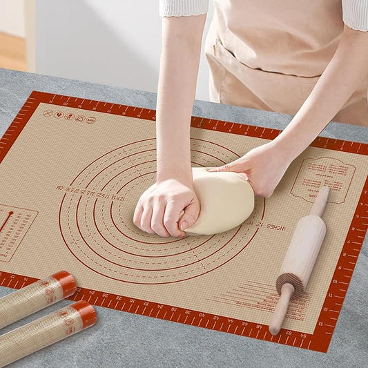 Pastry Mat, 0.7mm Extra Thick 28 x 20 Inches Large Non Stick Silicone Baking Pad, Pie Crust Rolling Supplies for Making Christmas Cookies Bread, Easy to Clean by Dwavele