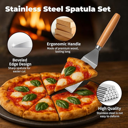 2Pcs Stainless Steel Spatula Set,Mini Serving Spatula for Kitchen Use,Metal Spatula for Cooking with Heat Resistant Handle,Metal Spatulas for kitchen use for Pancakes、Lasagna、Brownies、Cake and Cookie - Image 3