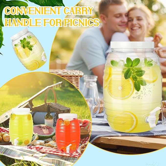 Honeydak 1 Pcs 2.7 Gallon Plastic Beverage Dispenser with Spigot Clear Extra Large Plastic Beverage Dispenser Summer Drink Holder with Tap for Party Lemonade Cold Water Beer
