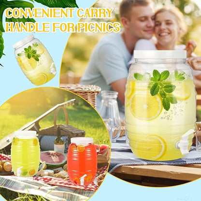 Honeydak 2 Pcs 2.7 Gallon Plastic Drink Dispenser with Spigot Clear Extra Large Plastic Lemonade Dispenser Clear Summer Beverage Holder with Tap for Party Lemonade Cold Water Beer