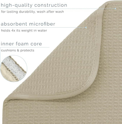 S&T INC. Dish Drying Mat Jumbo, 18” x 30”, Absorbent Microfiber Kitchen Counter Mat, Dish Drying Pad for Dishes, Utensils, Pots and Pans, Jumbo, Pure Cashmere - Image 3