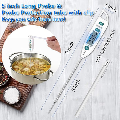 BOMATA Waterproof IPX7 Thermometer for Water, Liquid, Candle and Cooking. Instant Read Food Thermometer with Long Probe for Cooking, Meat, BBQ! T101 White - Image 4