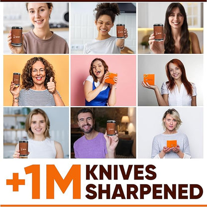 Knife Sharpener – Rolling Knife Sharpener Kit with Diamond Disc & Stainless Steel Polishing Disc, Magnetic 15° & 20° Angle Guide, Manual Kitchen Knife Sharpener Tool, Ideal Gift - Image 8