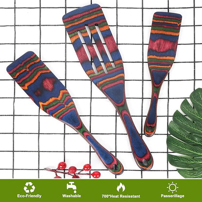 Spurtle Set, Wooden Utensils for Cooking, Kitchen Utensils Set, Pakkawood Kitchen Cooking Utensils Set, Apartment Essentials Wood Serving Spatula spoon, Home & kitchen Gift for Women & Men - Image 5