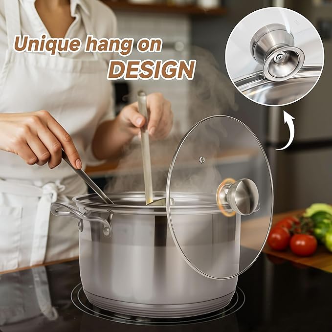 Ohtomber Stainless Steel Stock Pot - 12 Quart Large Cooking Pot with Lid for Pasta, Soup, Spaghetti, Nonstick Thick Base Deep Stockpot, Kitchen Cookware for Stew, Simmer, Boiling, Canning - Image 7