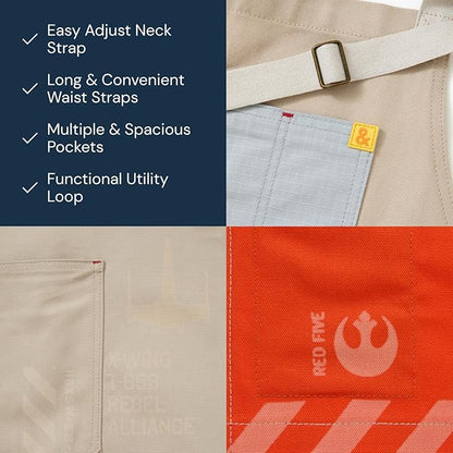 hedley & bennett Essential Apron - Professional Chef Apron with Pockets & Adjustable Bib Strap for Cooking & Grilling