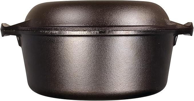 Lodge Cast Iron Double Dutch Oven - Pre-Seasoned 2-in-1 Cast Iron Cookware - Pot & Skillet Combo - Even Heat Retention - Oven-Safe, Versatile Pot - 5 Quart - Image 3