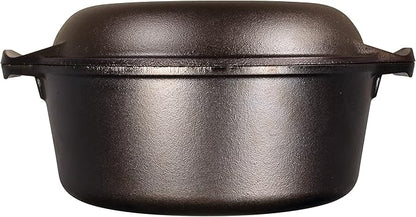 Lodge Cast Iron Double Dutch Oven - Pre-Seasoned 2-in-1 Cast Iron Cookware - Pot & Skillet Combo - Even Heat Retention - Oven-Safe, Versatile Pot - 5 Quart - Image 3
