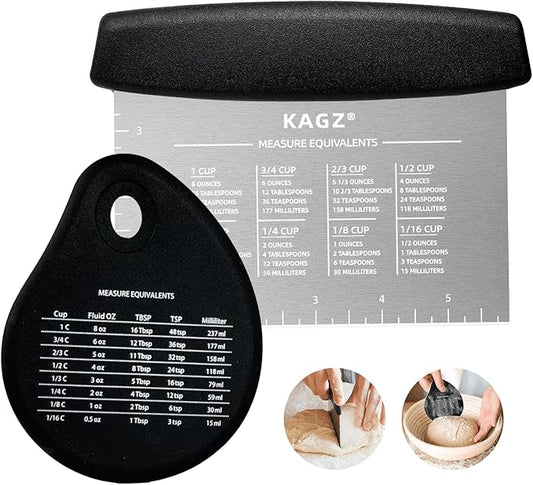 Bench Scraper & Chopper - Multifunctional Dough Scraper with Silicone Bowl Scraper, Sturdy Stainless Steel Dough Cutter for Baking, Pastry Cutter for Bread Pizza Cake with Measuring Scale by Unknown