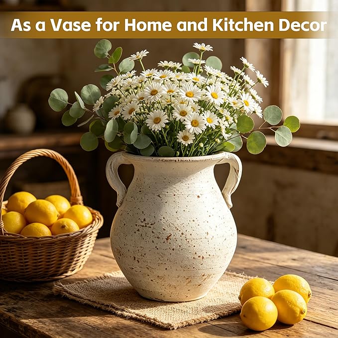 Rustic Kitchen Utensil Holder for Countertop, 7.6x4.9In Large Ceramic Cooking Utensil Crocks for Countertop, with non-slip pads, Morden Farmhouse Vintage Kitchen Counter Decor - Image 5