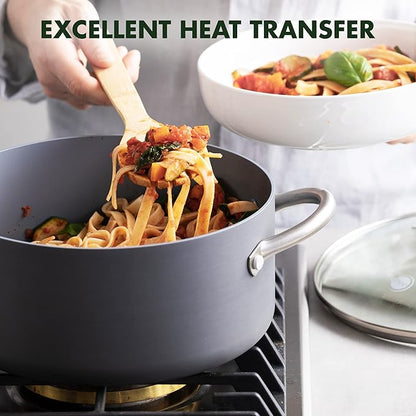 GreenPan Lima 5.2QT Nonstick Stock Pot with Glass Lid, Nontoxic PFAS-Free Ceramic Casserole, Hard Anodized Cookware, Oven & Broiler Safe, Stainless Steel Handles, Gray - Image 6