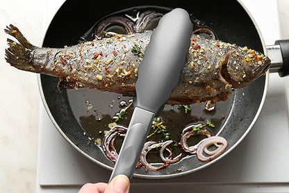 2 Pack Silicone Kitchen Tongs – 9" & 12" Set, Heat Resistant up to 500°F, Non‑Stick Cookware Safe, Wavy Silicone Tips, BPA Free, Locking Clip & Hanging Loop, Grey - Image 7