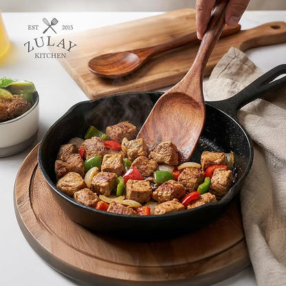 Zulay Kitchen 12-Piece Teak Wooden Utensils for Cooking - Natural Teak Utensil Set with Premium Gift Box - Non-Stick Wooden Spoons for Cooking - Kitchen Gift Set - Comfortable Grip Wooden Utensil Set - Image 9