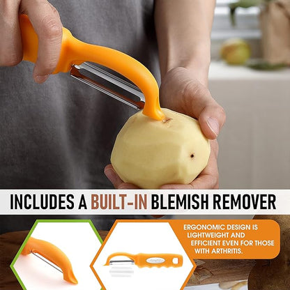 Spring Chef Premium Stainless Steel Swivel Potato Peelers for Kitchen, Metal Vegetable Peelers with Comfortable Handle for Apple, Cucumber, Veggie, Fruit, Carrot, Dishwasher Safe - Set of 2 - Mango - Image 5