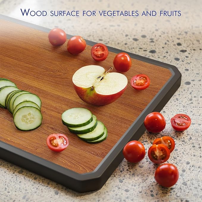 Wood Cutting Board with Handle, Double Sided Cutting Board for Kitchen, 16 * 11 inch 304 Stainless Steel Chopping Board for or Kitchen Meal Prep Serving - Image 4