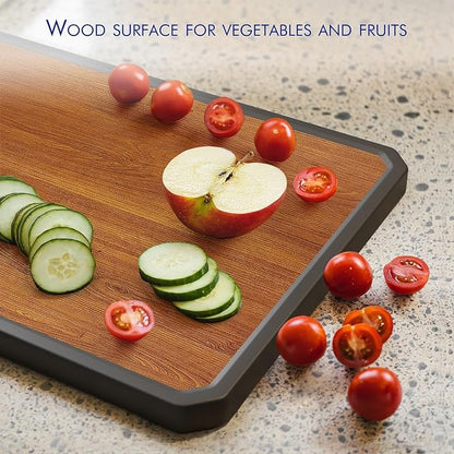 Wood Cutting Board with Handle, Double Sided Cutting Board for Kitchen, 16 * 11 inch 304 Stainless Steel Chopping Board for or Kitchen Meal Prep Serving - Image 4