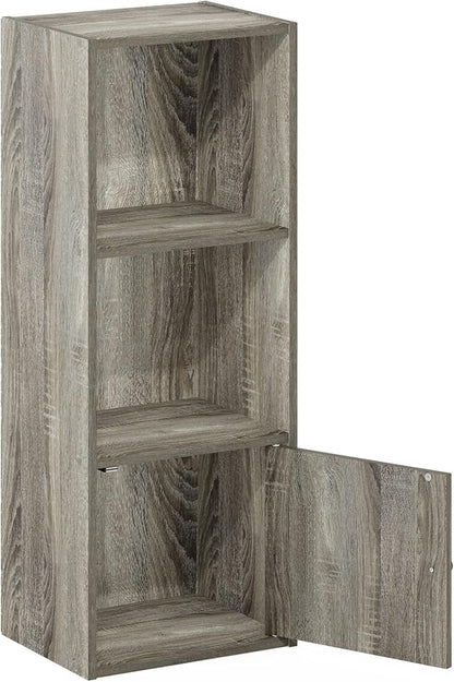 Furinno LUDER Book Shelf, 3-Tier Modern Bookshelf, Bookcase with 1 Door Storage Cabinet, 9.3 x 12 x 31.5, for Organization and Storage, for Living Room, Bedroom, Home Office, French Oak - Image 8